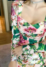 Spring Women's Retro Mid-Length Dress - Long Sleeve, Printed, Tight & Casual - Allen-Fitness