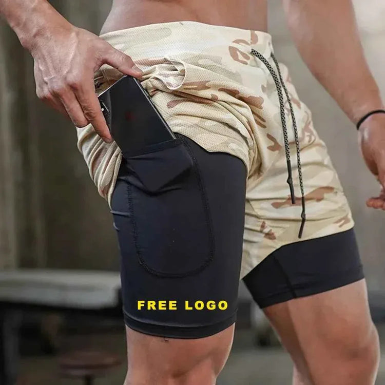 Men Workout Plus Size Shorts 5" Gym Quick Dry 2 in 1 Running Shorts with Phone Pockets - Allen-Fitness