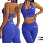 Leggings Yoga Set for Women - Seamless Bra Top and Scrunch Leggings Fitness Sport Suit - Allen-Fitness