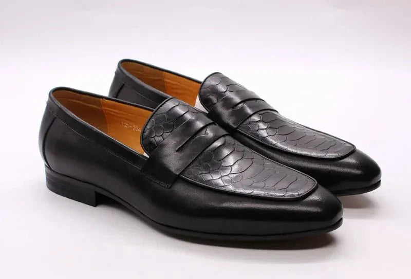 Genuine Leather Men's Loafer Dressing Shoes - Italian Style, Cow Leather, Multiple Colors - Sizes 38-46 or Customized - Allen-Fitness