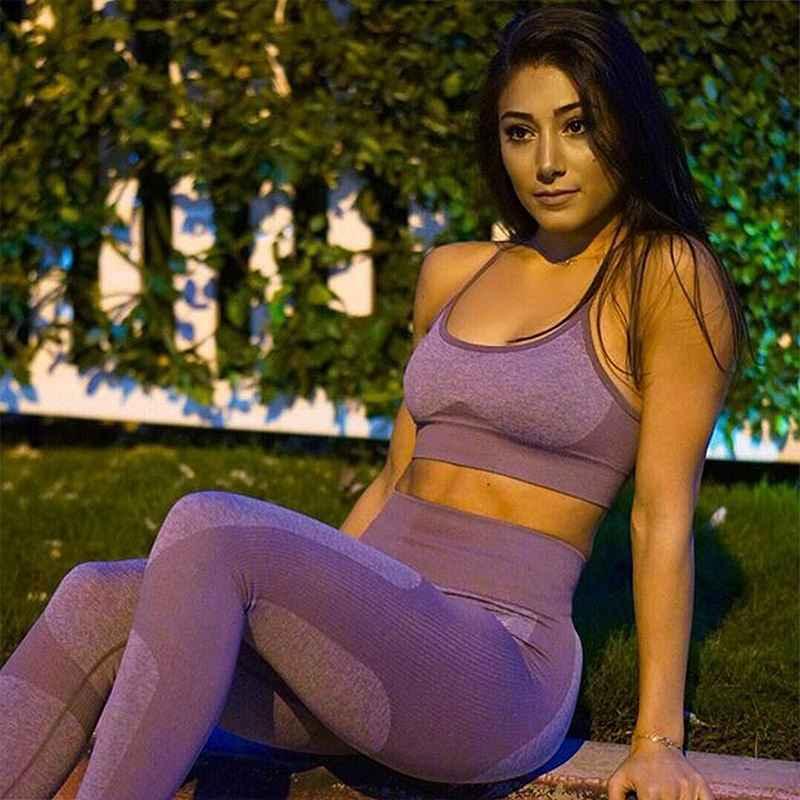 Women's Compression Yoga Leggings and Sports Bra Set - Allen-Fitness