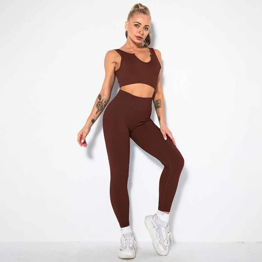 Seamless Sexy 2 Piece Active Wear Set - Women&