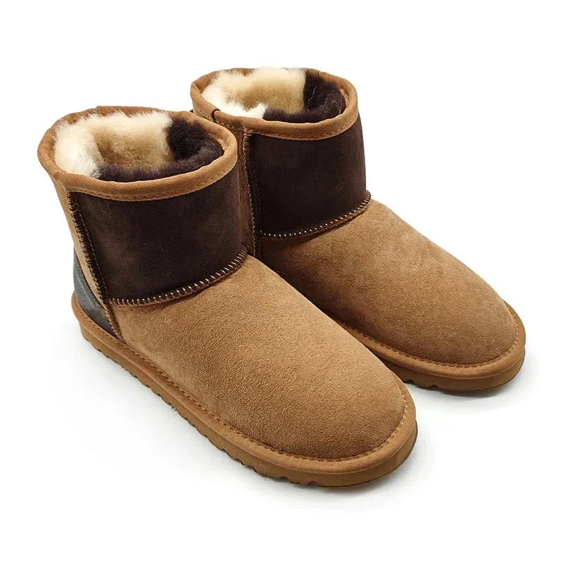 Mens womens kids ankle snow boots in stock real sheep skin plush fur snow winter warm boots - Allen-Fitness