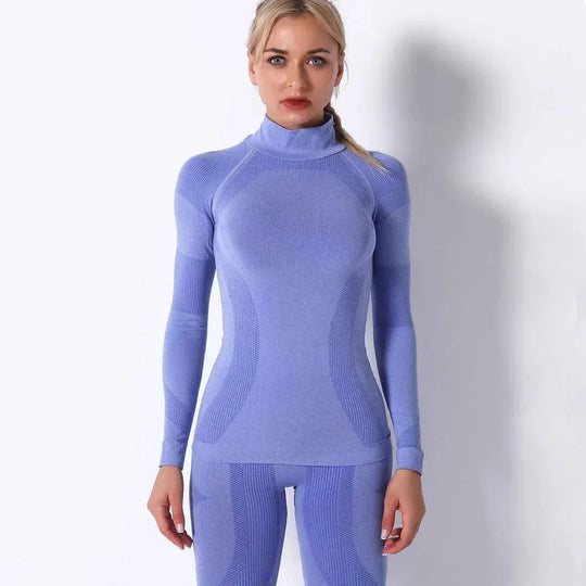 Seamless activewear Sports Stripe Long Sleeve Yoga Top - Quick-Drying Fitness Wear - Allen-Fitness