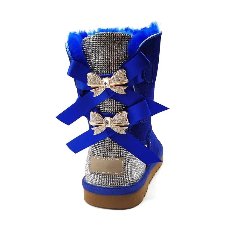 stylish winter boots for women in stock Sparkle with bow with jewel winter boots - Allen-Fitness
