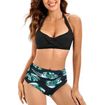 Bikini Set Ruched Swimwear Women Print Swimsuit Push Up High Waist Bikinis Plus Size Bathing Suit - Allen-Fitness