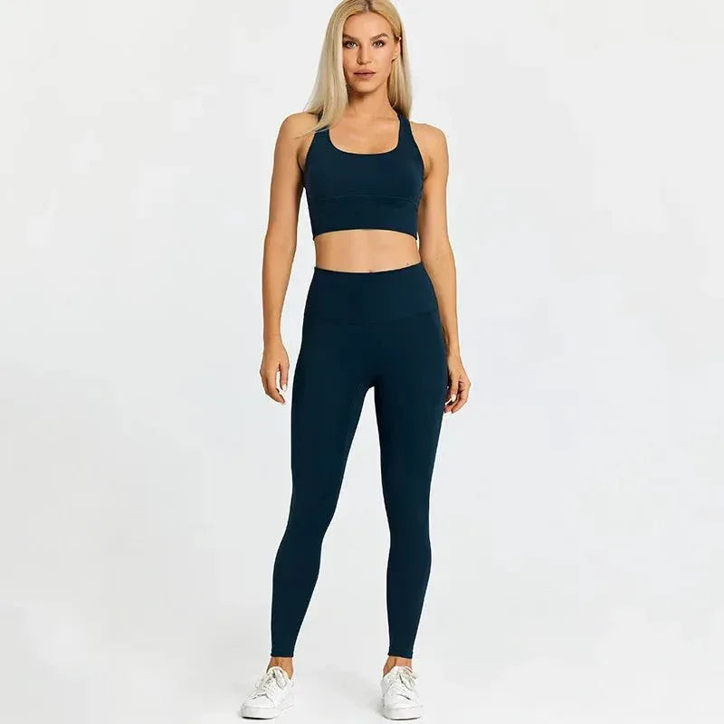 Women Training Gym Sports Bra Leggings 2 Piece Fitness Clothing Wear Yoga Sets - Allen-Fitness