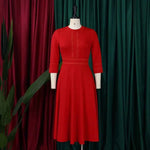 Latest Design Elegent Fall Dress Stand Neck 3 Quarter Sleeve A-line Party Dresses Women African Dresses For Women Clothing - Allen-Fitness