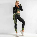 Women Long Sleeve and Pants Leggings Set Fitness Training Wear - Allen-Fitness