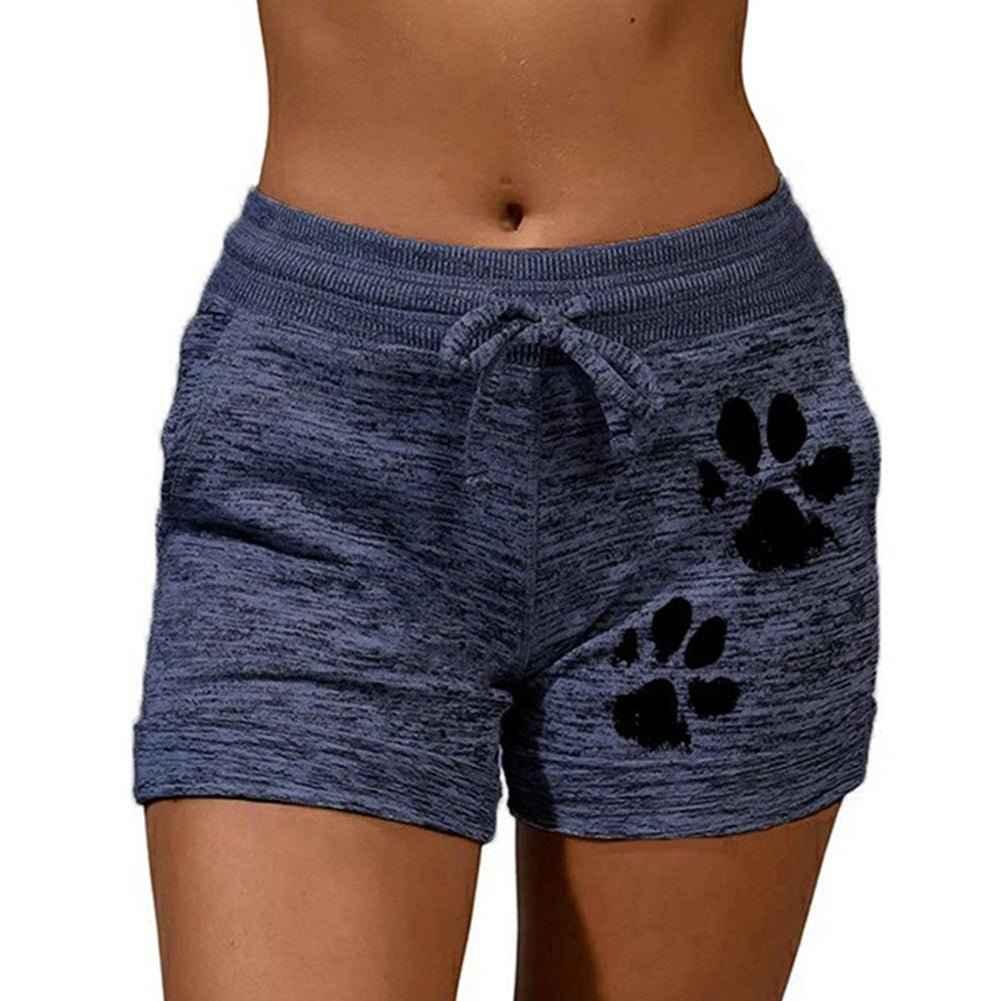 Women Summer Plus Size Shorts Cats Claw Print Drawstring Short Pants Loose Sports Fitness Breathable Shorts - Allen-Fitness