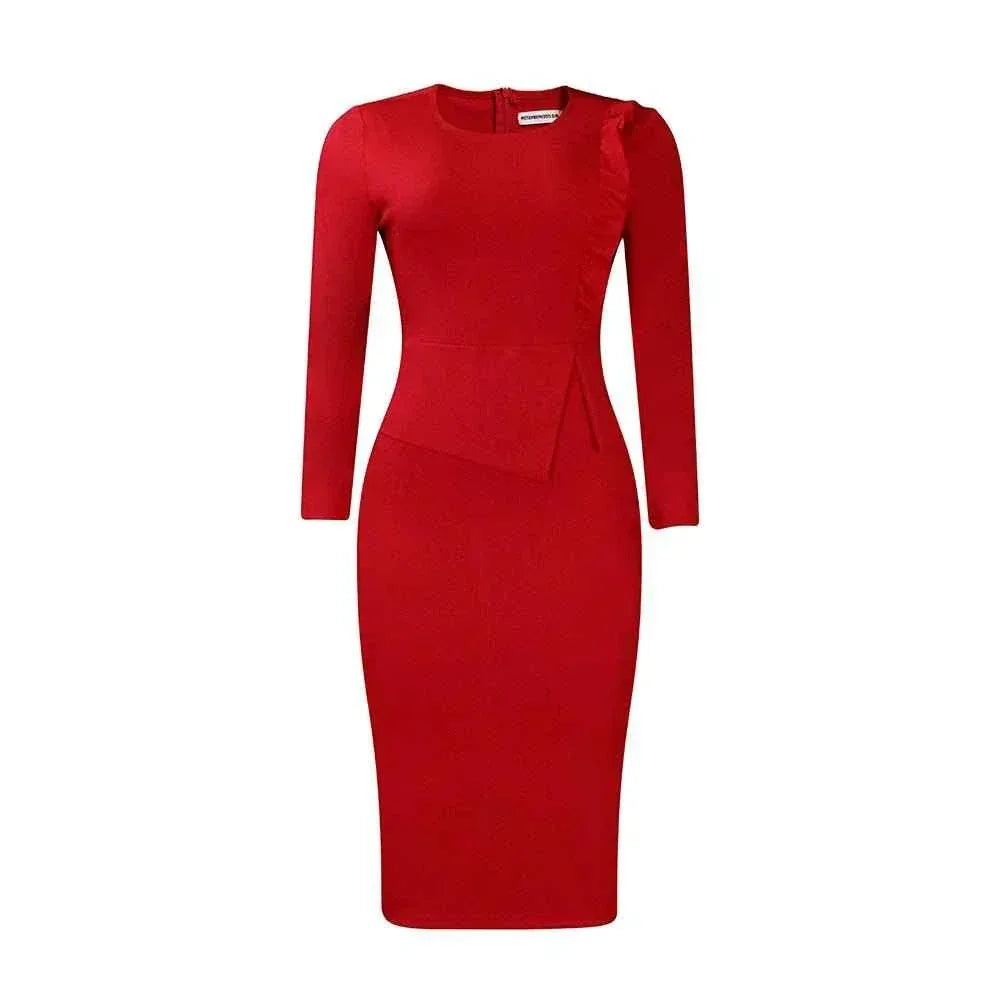 Spring Dresses Women Elegant Slim Long Sleeve Dresses For Women Clothing Office Dress For Women - Allen-Fitness