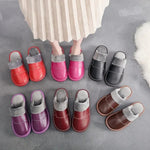 Winter genuine leather mens flip flops with custom logo leather slippers - Allen-Fitness