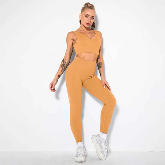 Seamless Sexy 2 Piece Active Wear Set - Women&