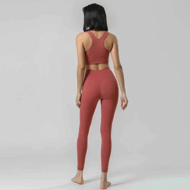 New gym fitness sets High Waist Squat Proof Leggings Active Wear Sport Bra Gym Pants Private Label Fitness Yoga Set - Allen-Fitness