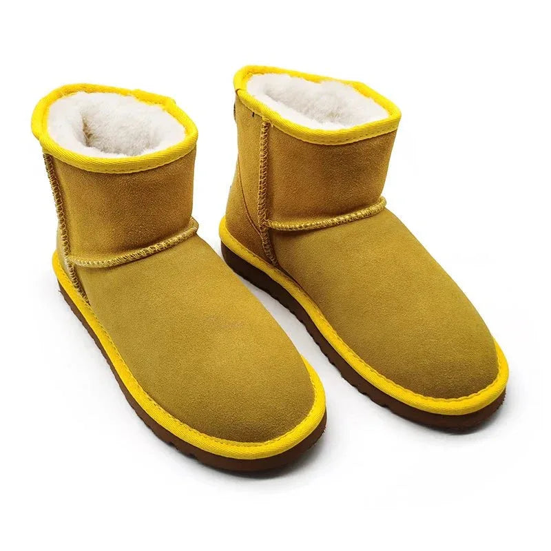 Mens womens kids ankle snow boots in stock real sheep skin plush fur snow winter warm boots - Allen-Fitness