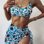 Women Swimwear High Waist Halter Logo Printed Swimwear in Turkey 3 Piece Bikini New Print Lace Up Swimsuit Cover Up - Allen-Fitness