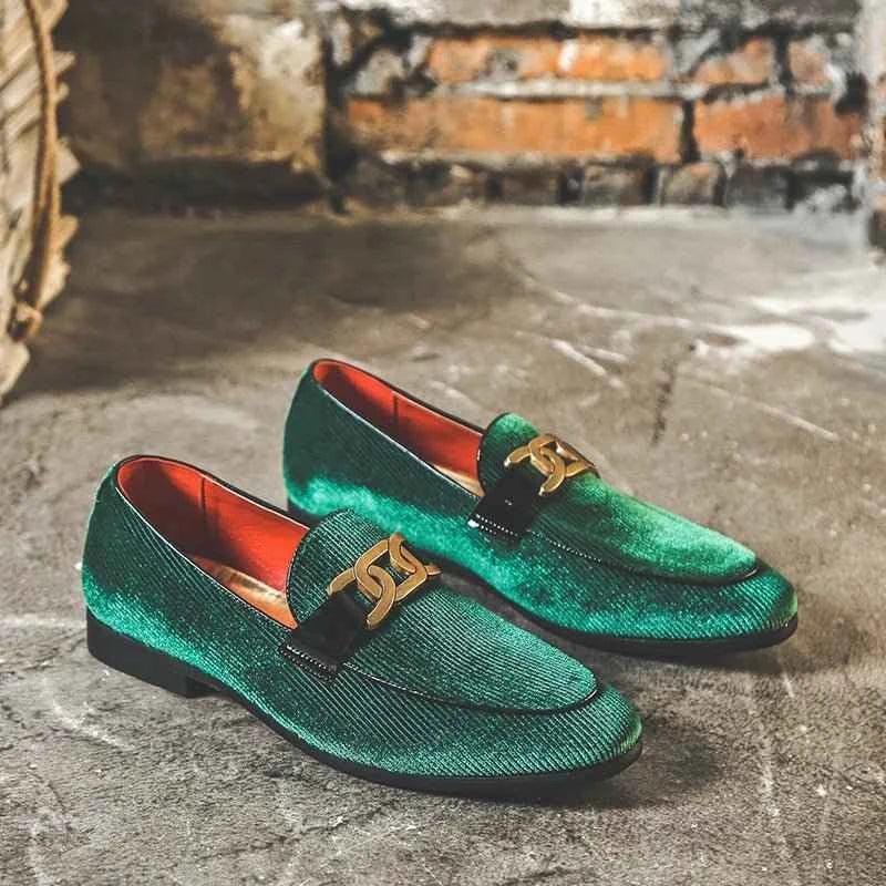 Plus Size 48 Corduroy Material Fashion Men Loafers Shoes Slip On Dress Shoes - Allen-Fitness