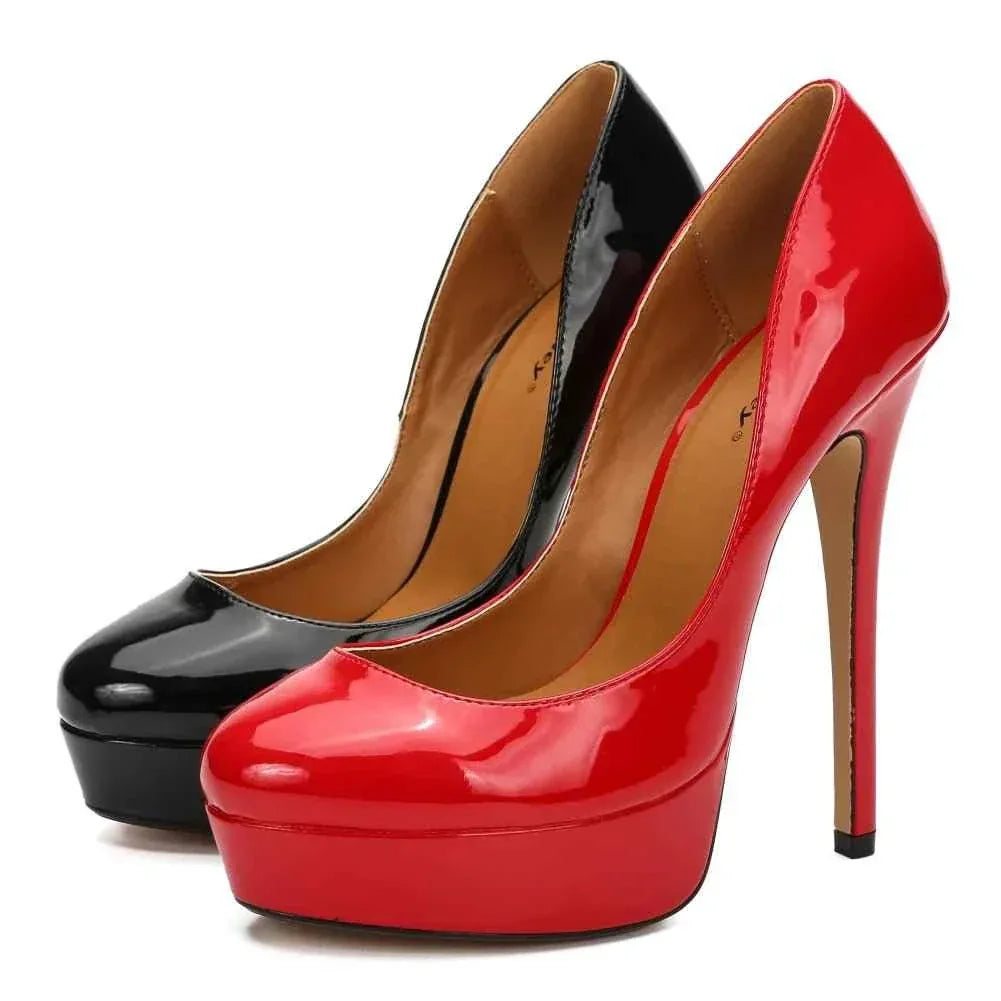 Party Catwalk Pointed Toe 16cm Stripper Thin Heels Pole Dance Shallow Platform Pumps Big Size Nightclub Red Sexy Fetish Shoes - Allen-Fitness