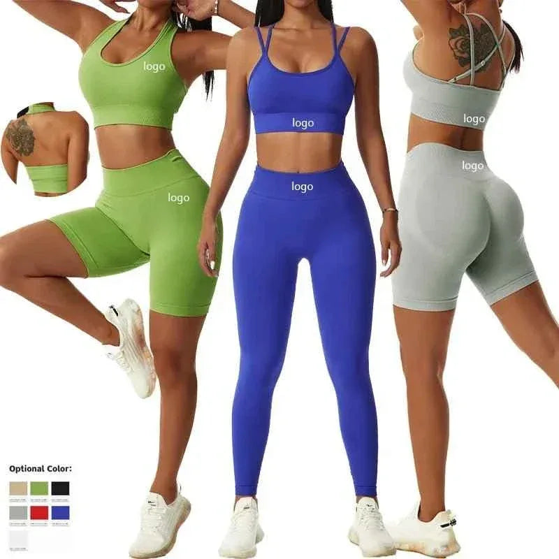 Leggings Yoga Set for Women - Seamless Bra Top and Scrunch Leggings Fitness Sport Suit - Allen-Fitness