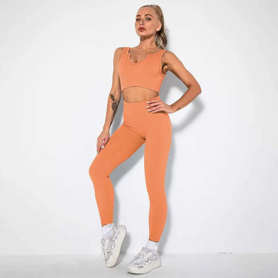 Seamless Sexy 2 Piece Active Wear Set - Women&