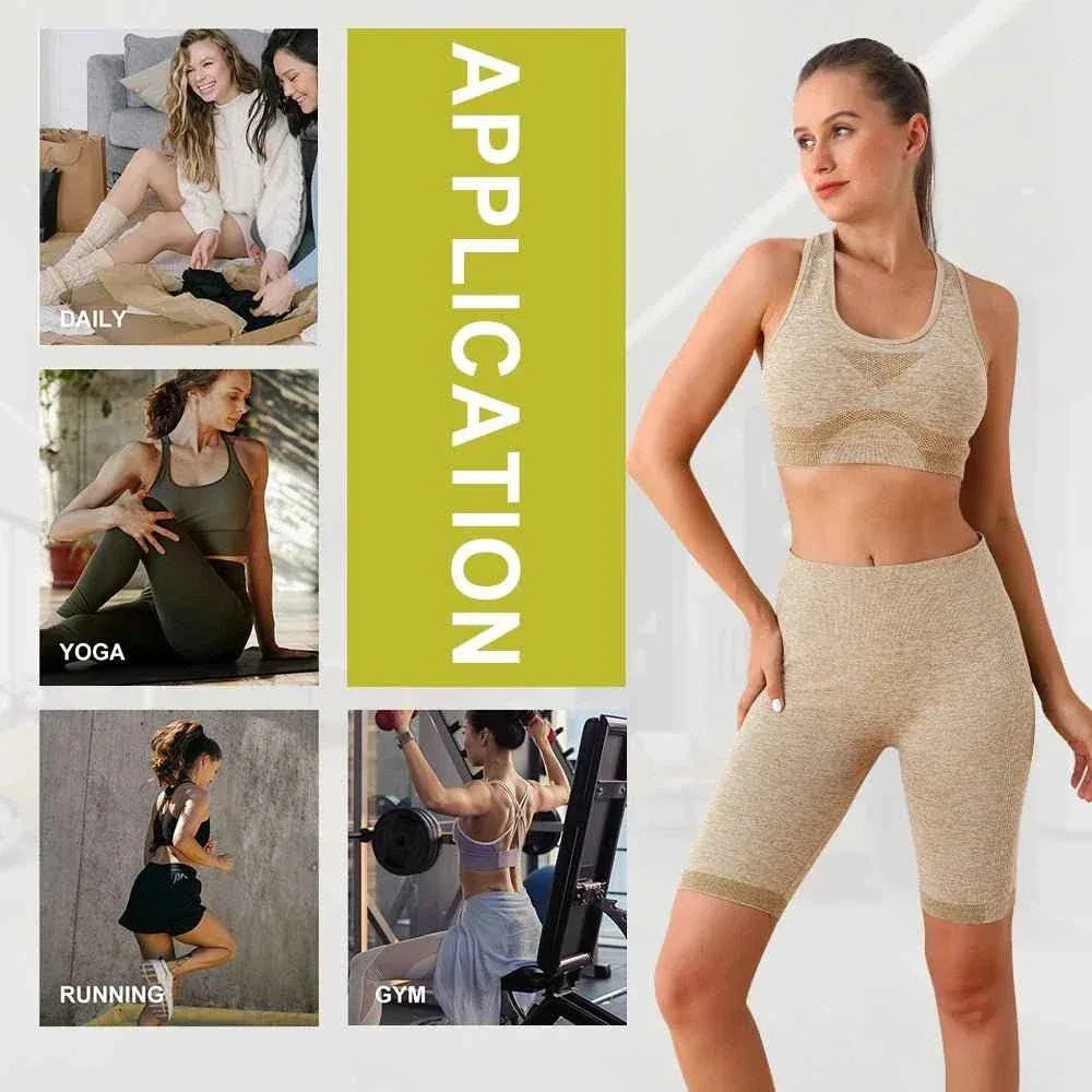 Seamless Women Push Up Scrunch Short Butt Lift Panties Wear Yoga Bra Gym High Waist Fitness Workout Leggings Yoga Set - Allen-Fitness
