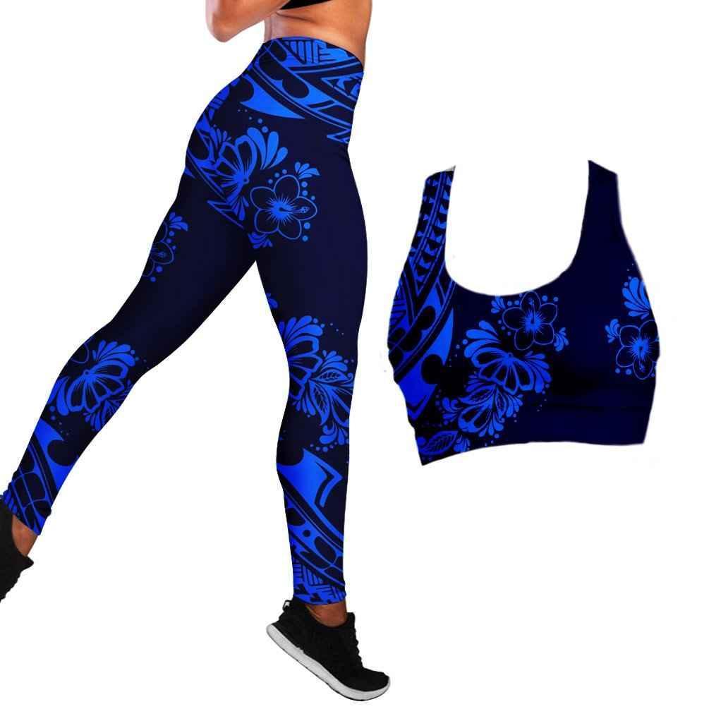 Polynesian Hibiscus Seamless Yoga Set Sports Bras Leggings 2 Piece Set Women Workout Clothes Workout Set for Gym