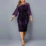 Women fashion plus size sequin party formal dress - Allen-Fitness
