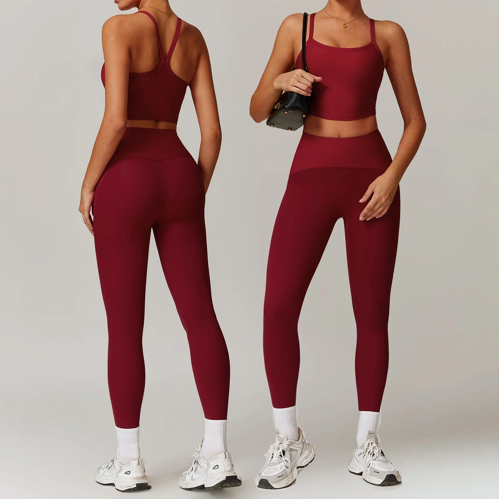 Women’s Leggings & Sportswear Set showcasing quick-dry fabric, optimized for workout and athleisure activities.