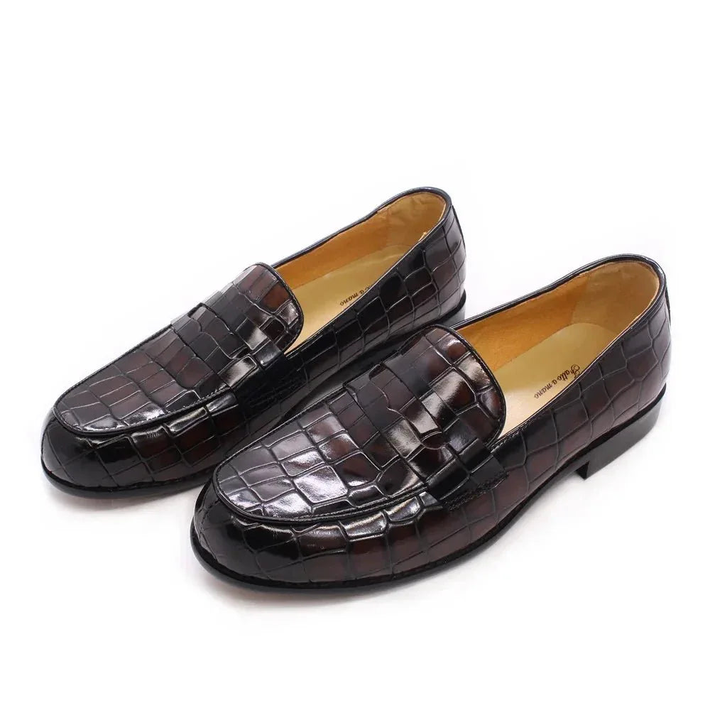 Plaid Pattern Loafers - Stylish Leather Shoes for Office, Wedding, and Driving - Allen-Fitness