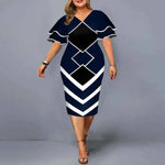 Plus size hot sales new digital printed full size women matching sleeves fall casual dress women - Allen-Fitness