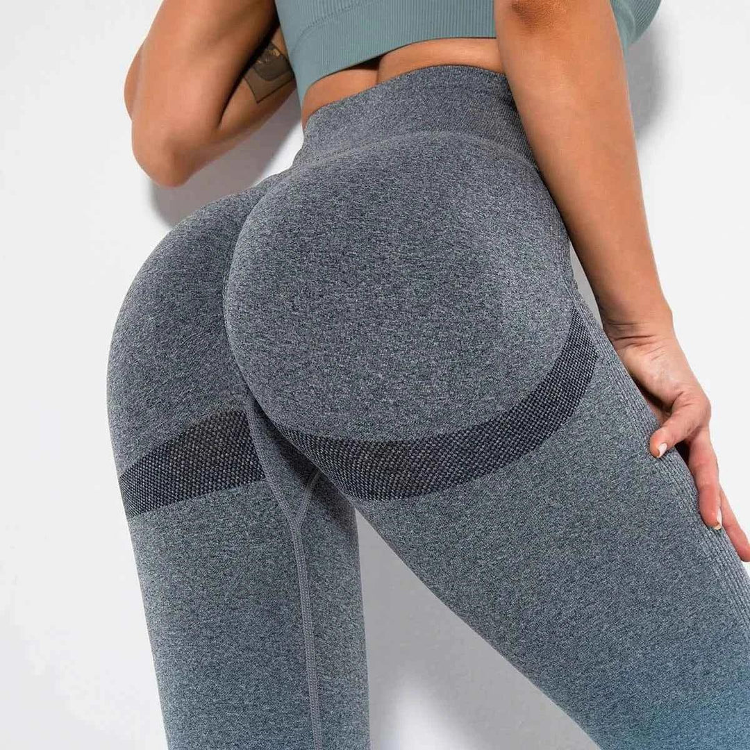 Gradient Yoga Butt Lift Tight Workout Seamless Fitness Gym Leggings For Women - Allen-Fitness