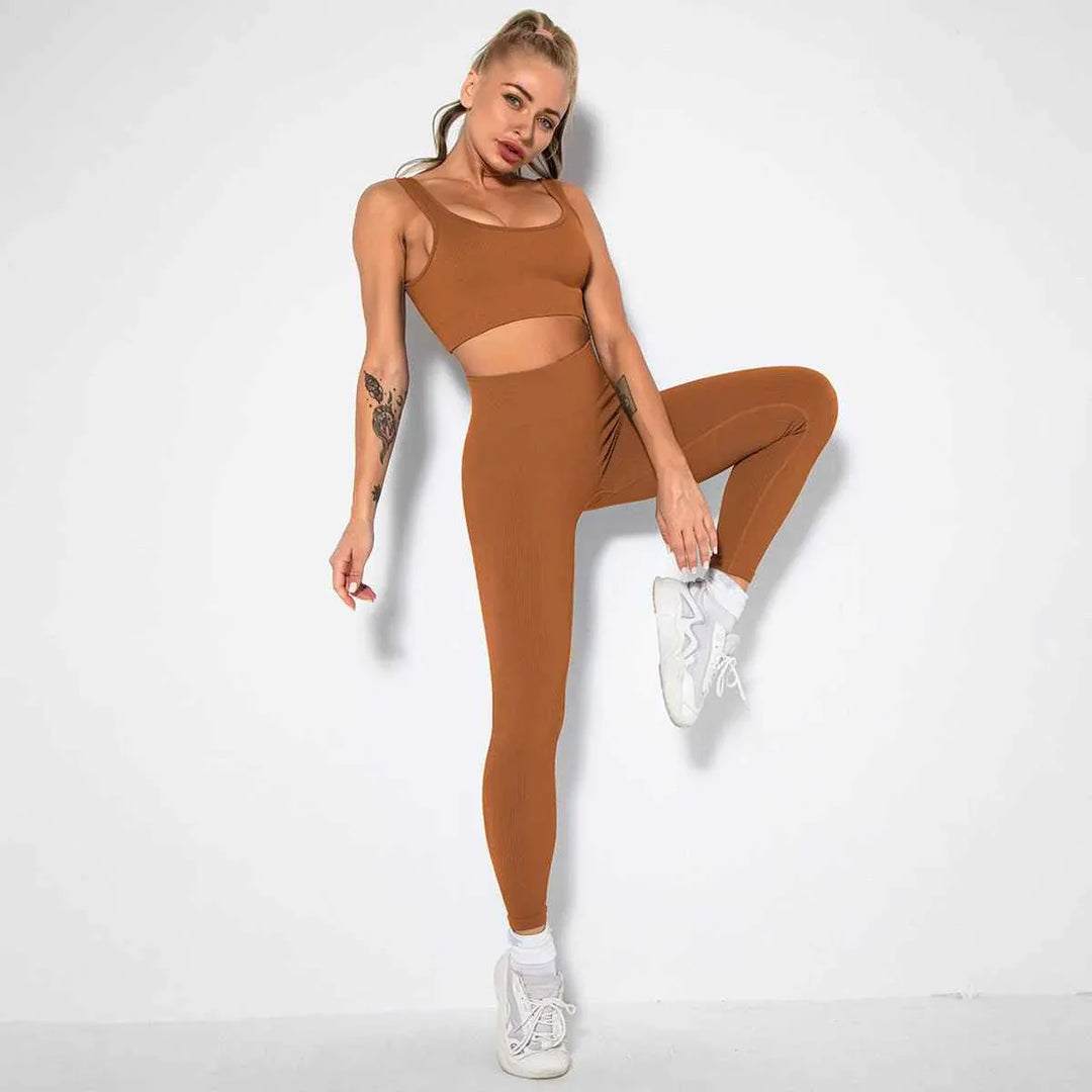 Seamless Sexy 2 Piece Active Wear Set - Women&