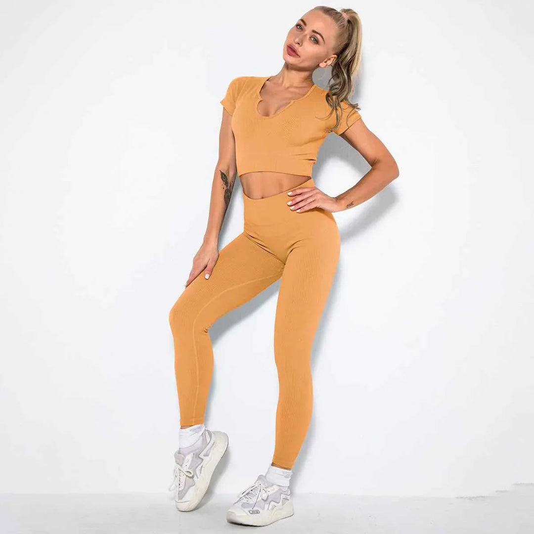Seamless Sexy 2 Piece Active Wear Set - Women&