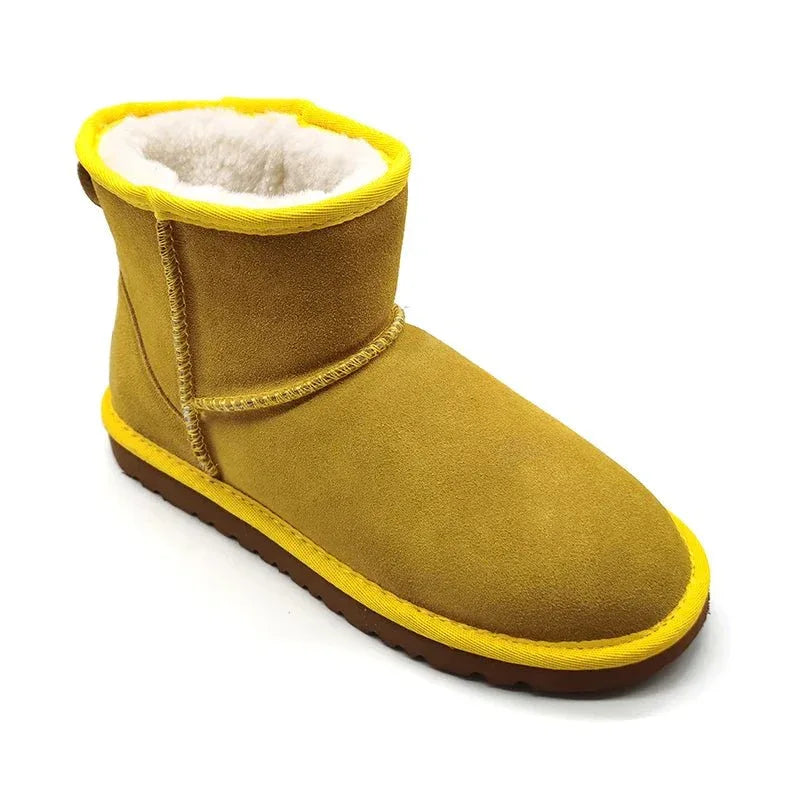 Mens womens kids ankle snow boots in stock real sheep skin plush fur snow winter warm boots - Allen-Fitness