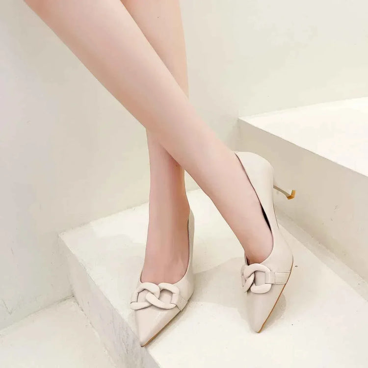 Women Pointed Toe Heeled Pumps Casual Ladies Office Dress Shoes - Allen-Fitness