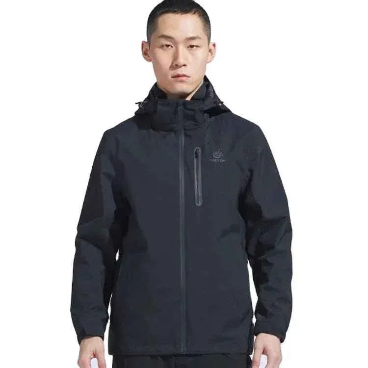 Man Winter Outdoor Waterproof Hiking Jacket - Heat Sealed Camo Print Hoodie Jacket - Allen-Fitness