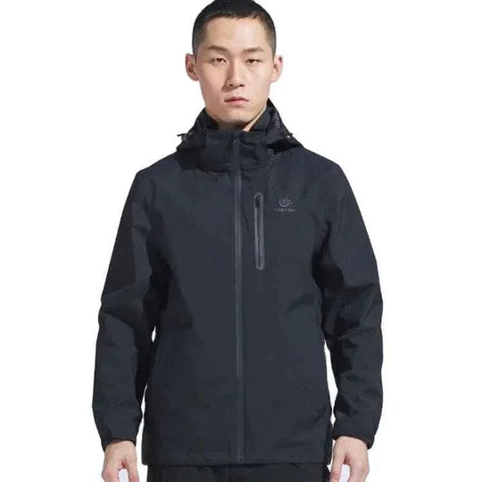 Man Winter Outdoor Waterproof Hiking Jacket - Heat Sealed Camo Print Hoodie Jacket - Allen-Fitness