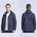 Man Winter Outdoor Waterproof Hiking Jacket - Heat Sealed Camo Print Hoodie Jacket - Allen-Fitness