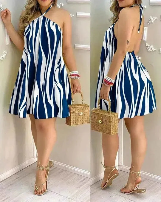 Summer Bohemian Style High Waist Pleated Short Skirt Dress - Elegant Casual Dress for Women - Allen-Fitness