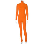 Fall Solid Long Sleeves yoga Rompers Women Ladies jogging wear new style One Piece stretch bodycon Jumpsuit - Allen-Fitness