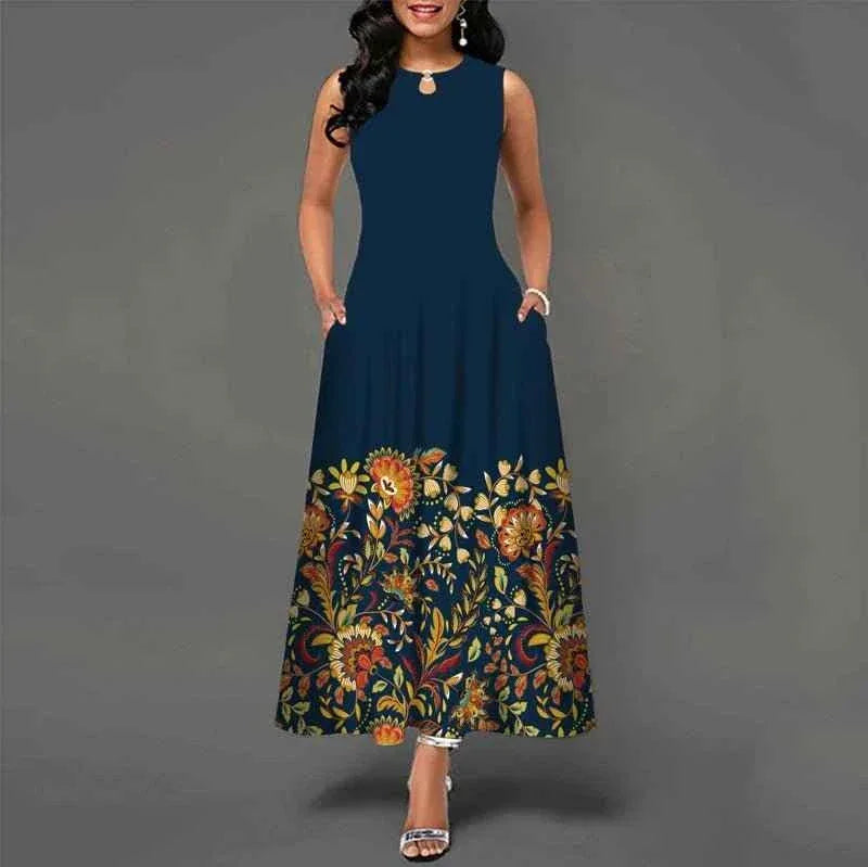 Summer Sleeveless Plus Size Women's Evening Dress - Bohemian Retro Casual Dresses - Allen-Fitness