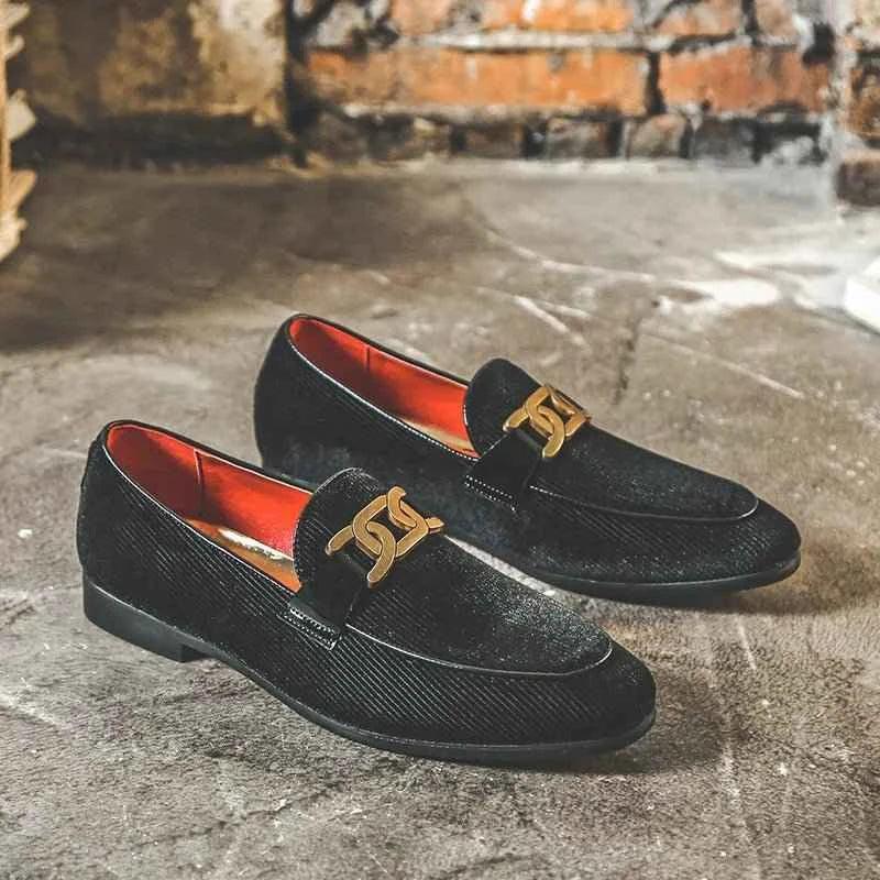 Plus Size 48 Corduroy Material Fashion Men Loafers Shoes Slip On Dress Shoes - Allen-Fitness