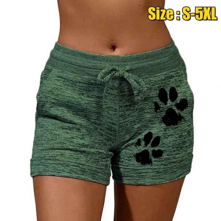 Women Summer Plus Size Shorts Cats Claw Print Drawstring Short Pants Loose Sports Fitness Breathable Shorts - Allen-Fitness