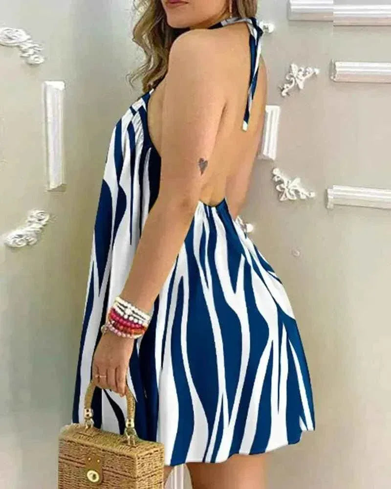 Summer Bohemian Style High Waist Pleated Short Skirt Dress - Elegant Casual Dress for Women - Allen-Fitness