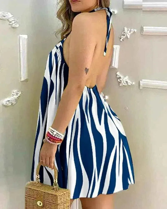 Summer Bohemian Style High Waist Pleated Short Skirt Dress - Elegant Casual Dress for Women - Allen-Fitness