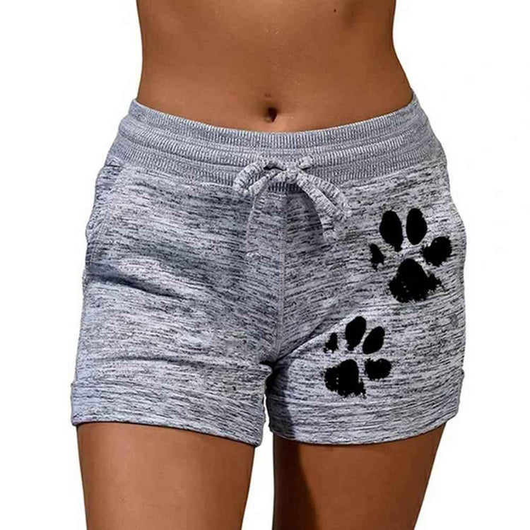 Women Summer Plus Size Shorts Cats Claw Print Drawstring Short Pants Loose Sports Fitness Breathable Shorts - Allen-Fitness