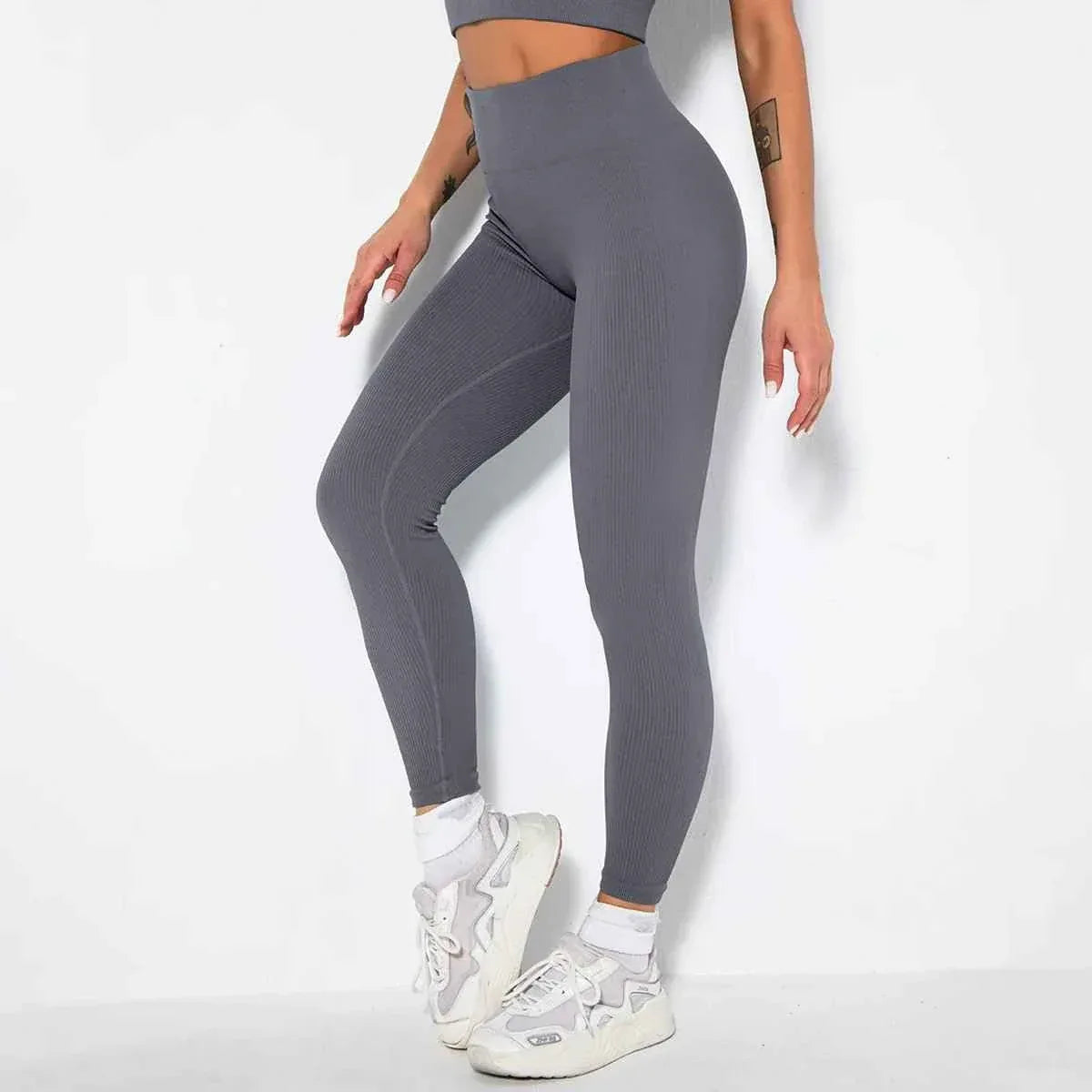 Women High Waist Seamless Yoga Gym Leggings – Elastic, Solid, Simple Style – Fitness Workout Leggings for Women - Allen-Fitness