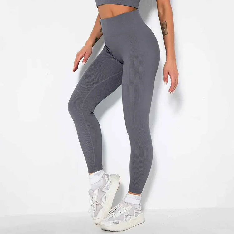 Women High Waist Seamless Yoga Gym Leggings – Elastic, Solid, Simple Style – Fitness Workout Leggings for Women - Allen-Fitness