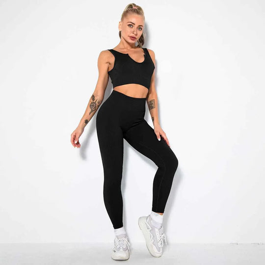 Seamless Sexy 2 Piece Active Wear Set - Women&