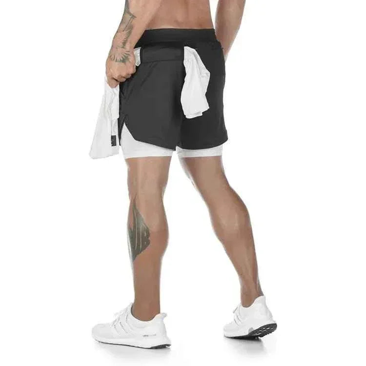 Men Workout Plus Size Shorts 5" Gym Quick Dry 2 in 1 Running Shorts with Phone Pockets - Allen-Fitness